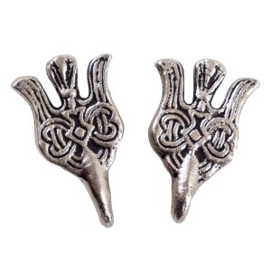 Kalvbindningskrok-set Viking Hugin Munin silverpläterad