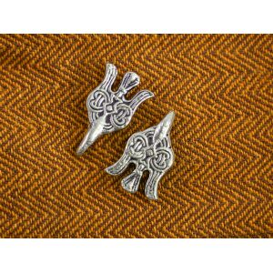 Kalvbindningskrok-set Viking Hugin Munin silverpläterad