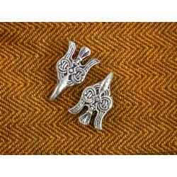 Kalvbindningskrok-set Viking Hugin Munin silverpläterad