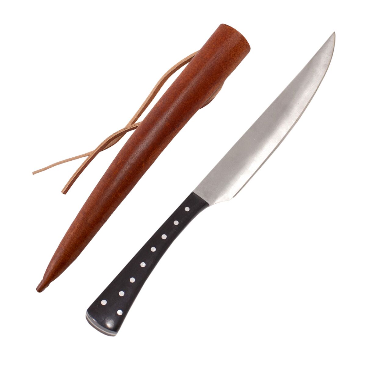 Medeltidskniv rostfritt stål 1250 - 1400 svart handtag