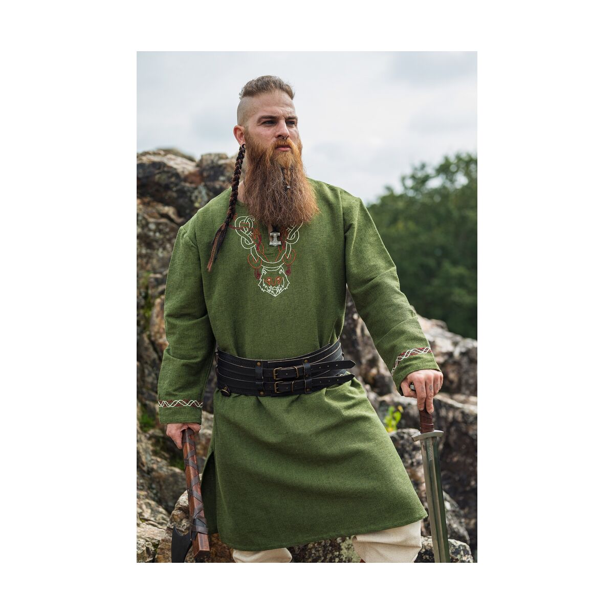 Tunika med broderi - Grön XXXL