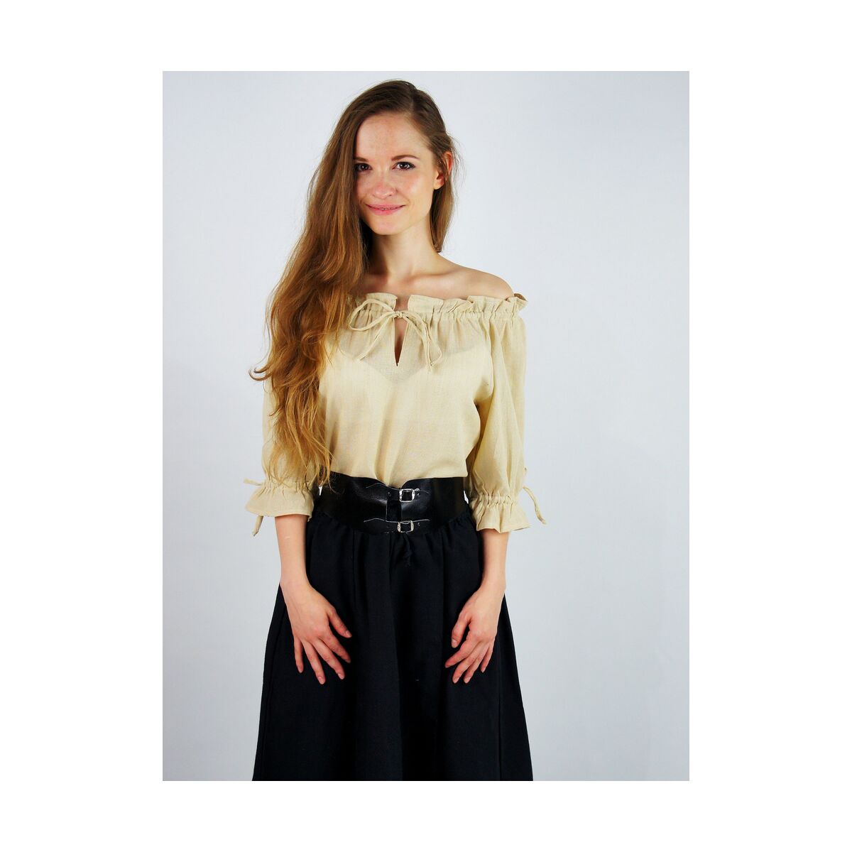 Medeltids- och Larpblus, off the shoulder i hampa färg XXL