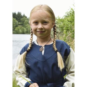 Vikingaklänning för barn, Solveig, blå/natur
