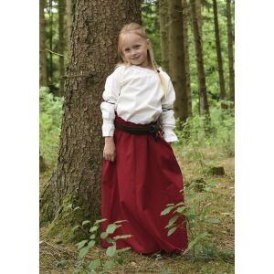 Barns medeltidskjol Lucia, vid utslåtter, röd