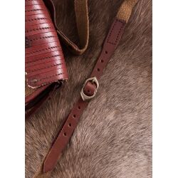 Väska i vikingatida stil tillverkad av läder och canvas