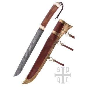 Vikingsax av Damaskus-stål med handtag av...