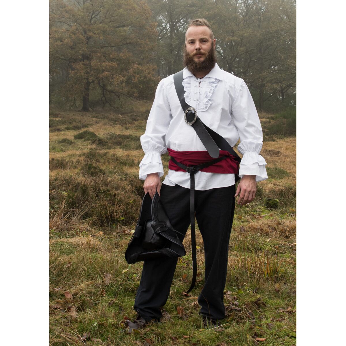 Medeltida piratskjorta vit "Henry" storlek L