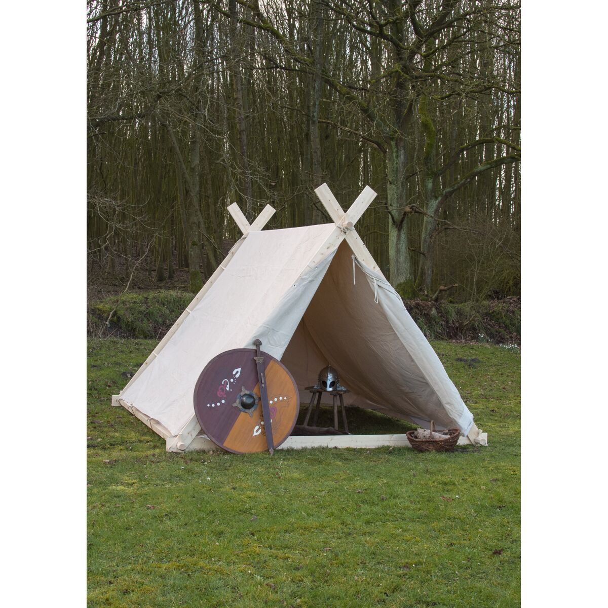 Viking-tält, 2 x 2,3 x 1,8 m, 350 gsm, naturfärgad