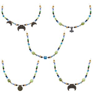 Vikingahalsband med fibula, blågrönt