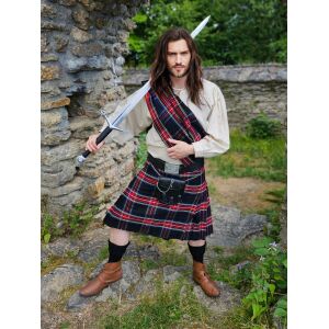 Tartan, 8 Yard Kilt, Svart Stewart Tartan