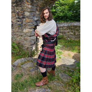 Tartan, 8 Yard Kilt, Svart Stewart Tartan