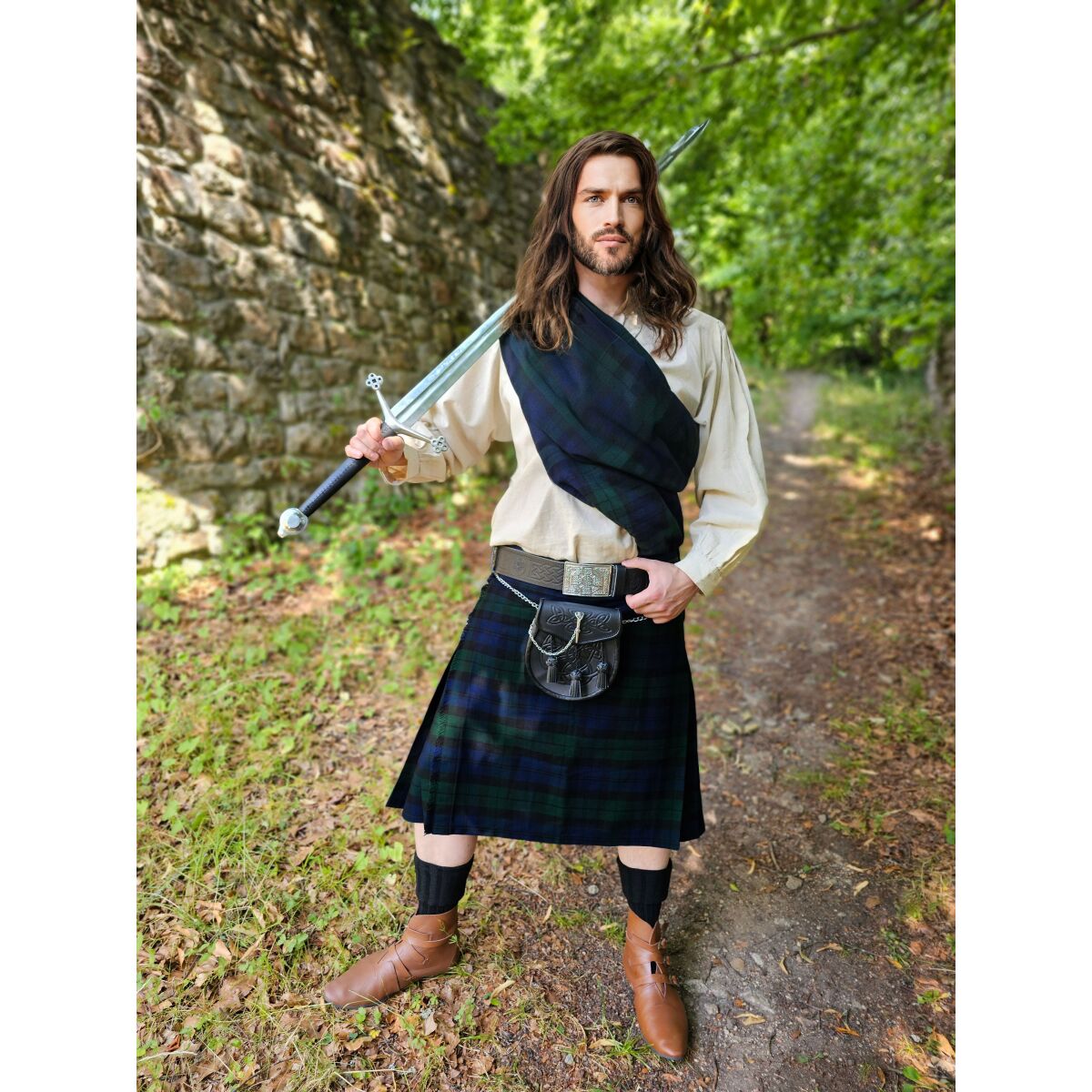 Tartan, 8 Yard Kilt, Black Watch Tartan XXXL