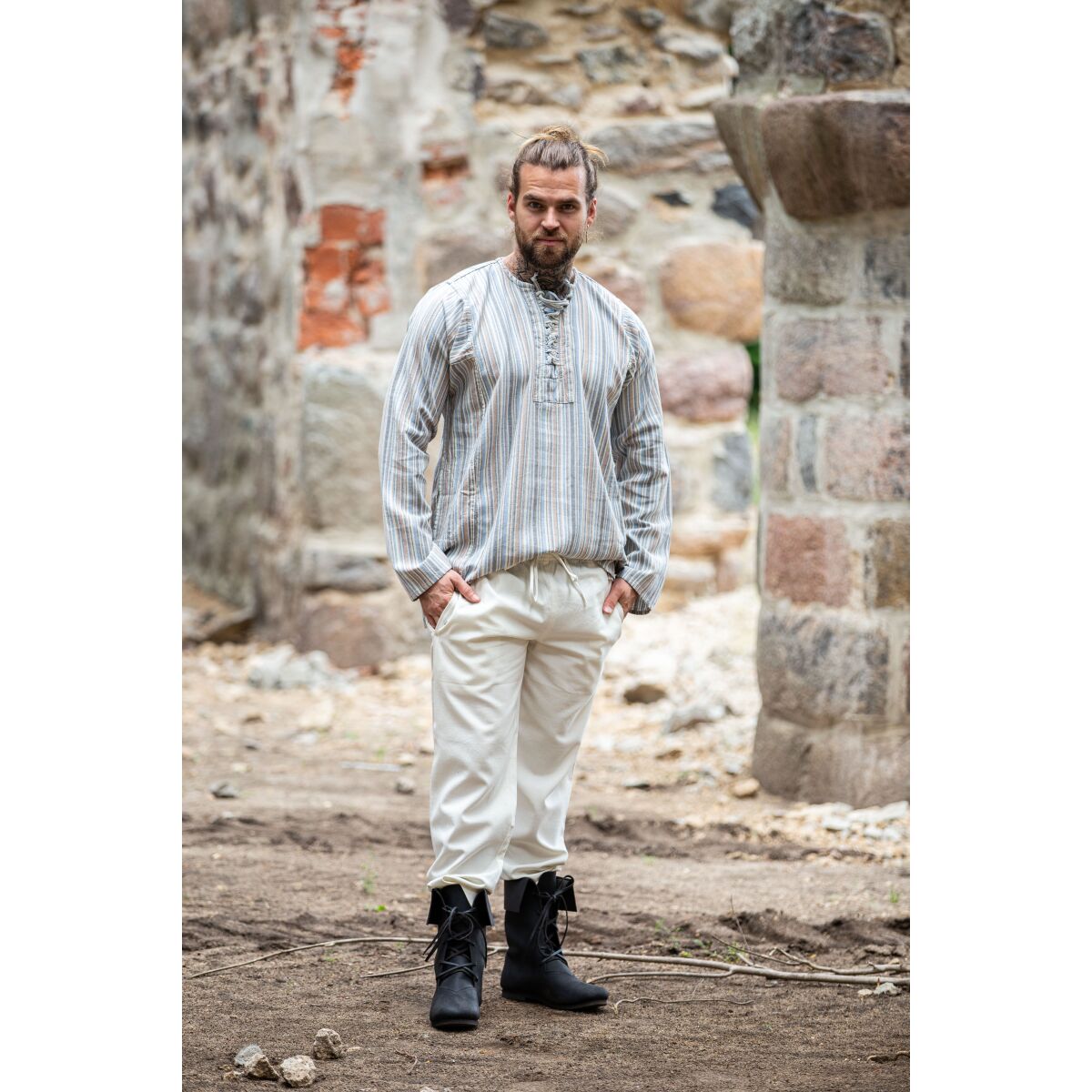 Mjuk peasantskjorta "Felix" Multi M