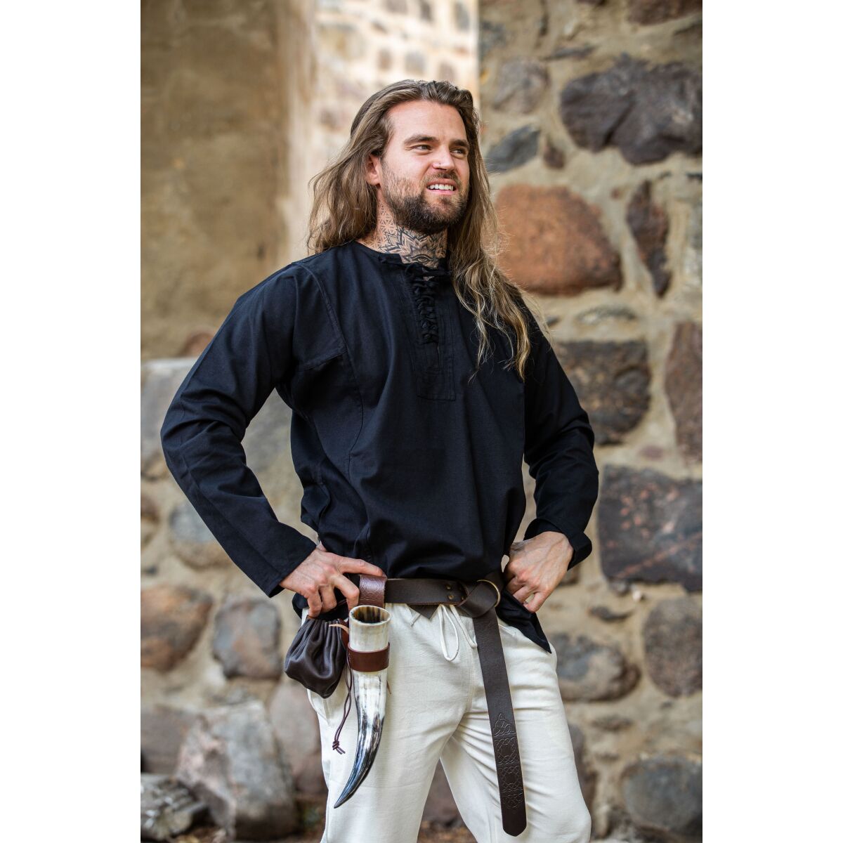 Svart peasantskjorta "Felix" XL