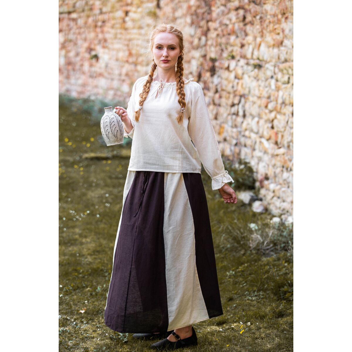 Medeltidsblus med spets natur "Bettina" L