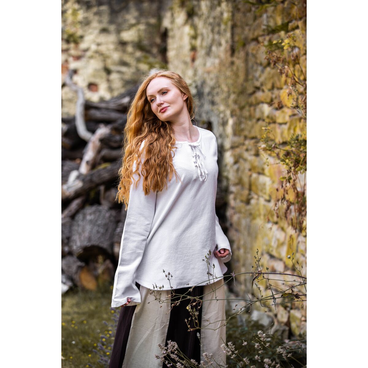Medeltidsblus vit "Tilda" S