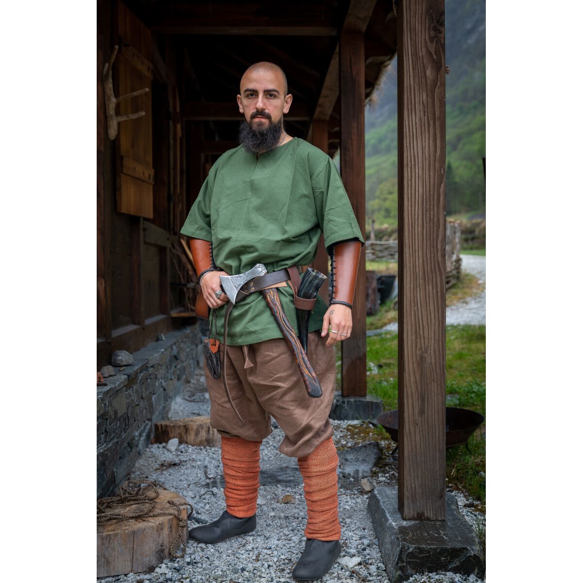 Viking kortärmad tunika grön "Olaf" XXL
