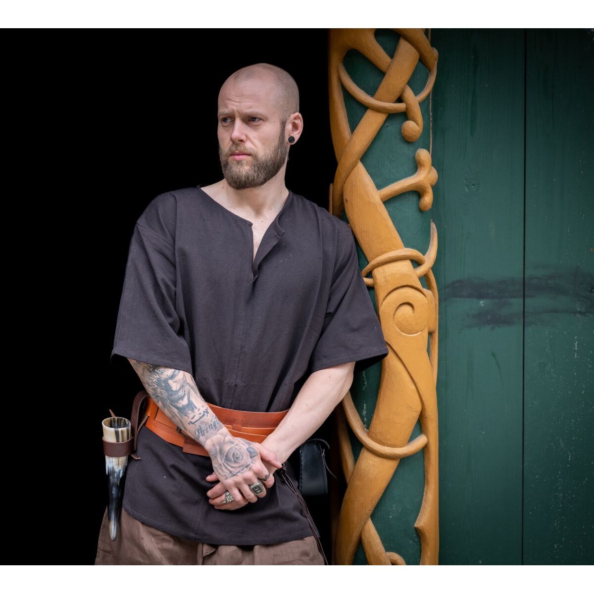 Viking kortärmad tunika svart "Olaf" XXL