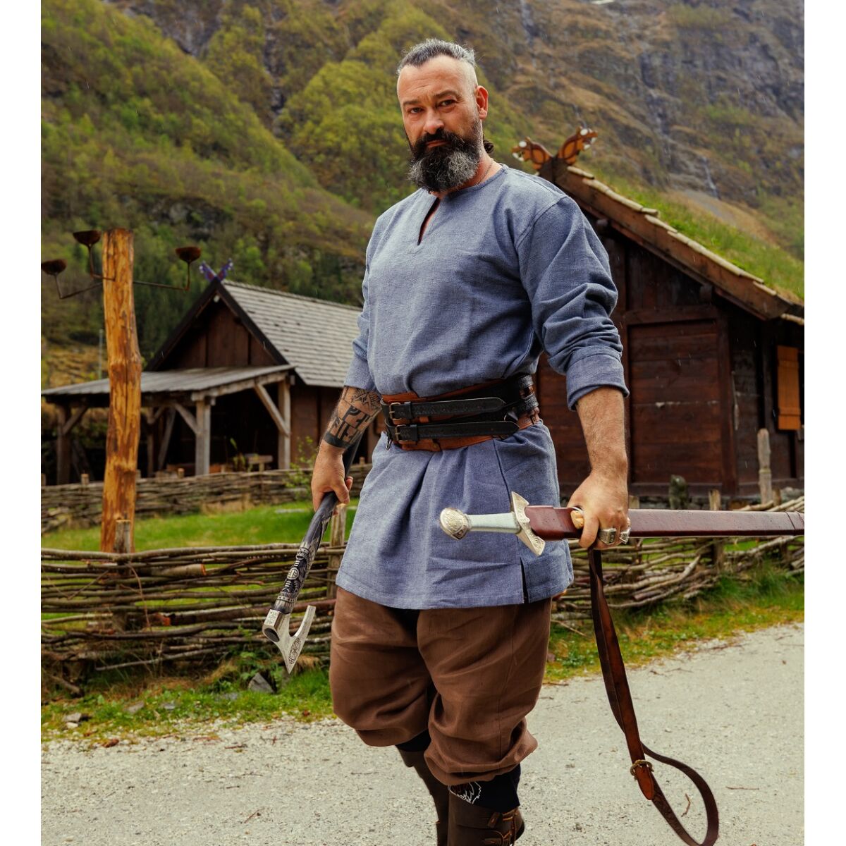 Vikingatunika blågrå "Torsten" XXXL