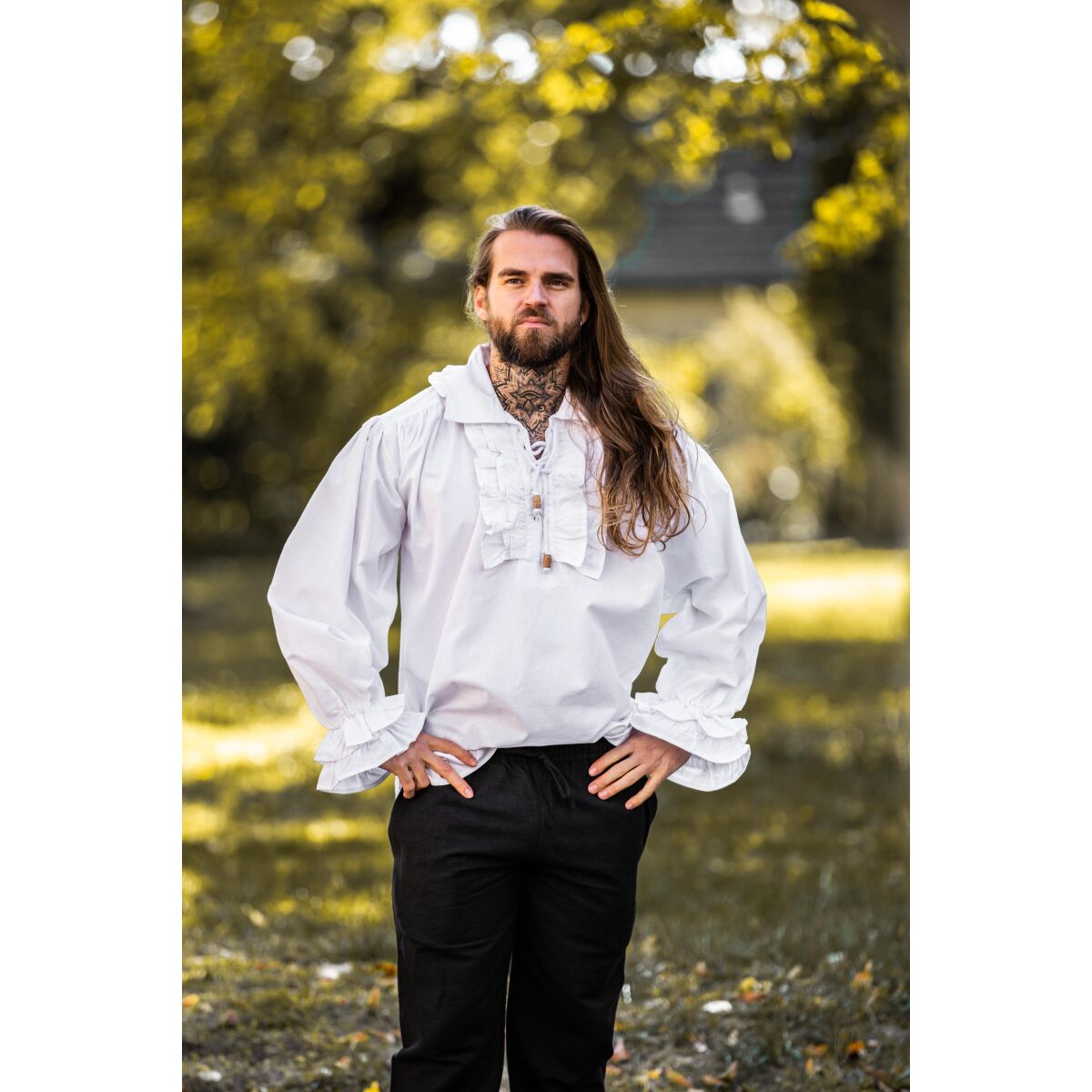Ruffad skjorta vit "Dracula" L