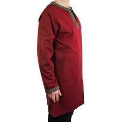 Klassisk vikingatunika röd med knutmönster "Hakon", lång ärm