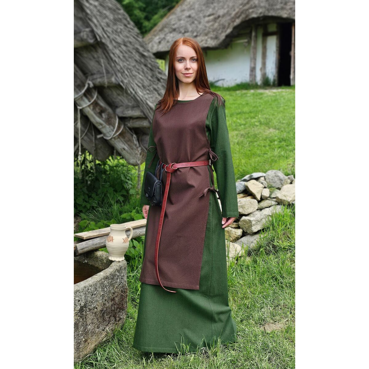 Klassisk Viking överdräkt brun "Lykke" XL