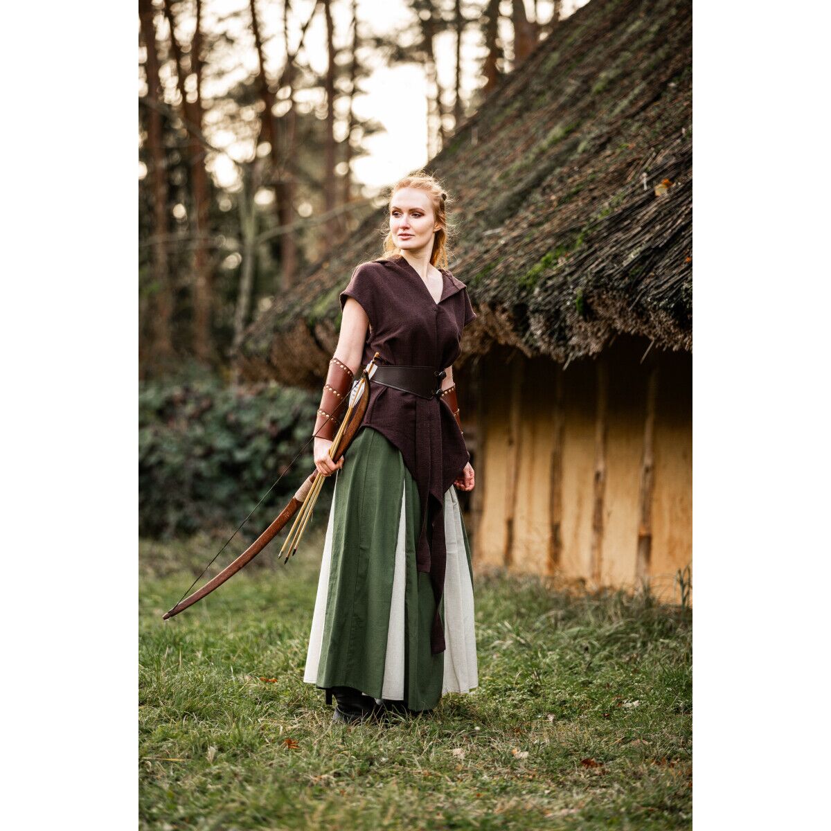 Medeltida kjol grön/natur" Isabella"