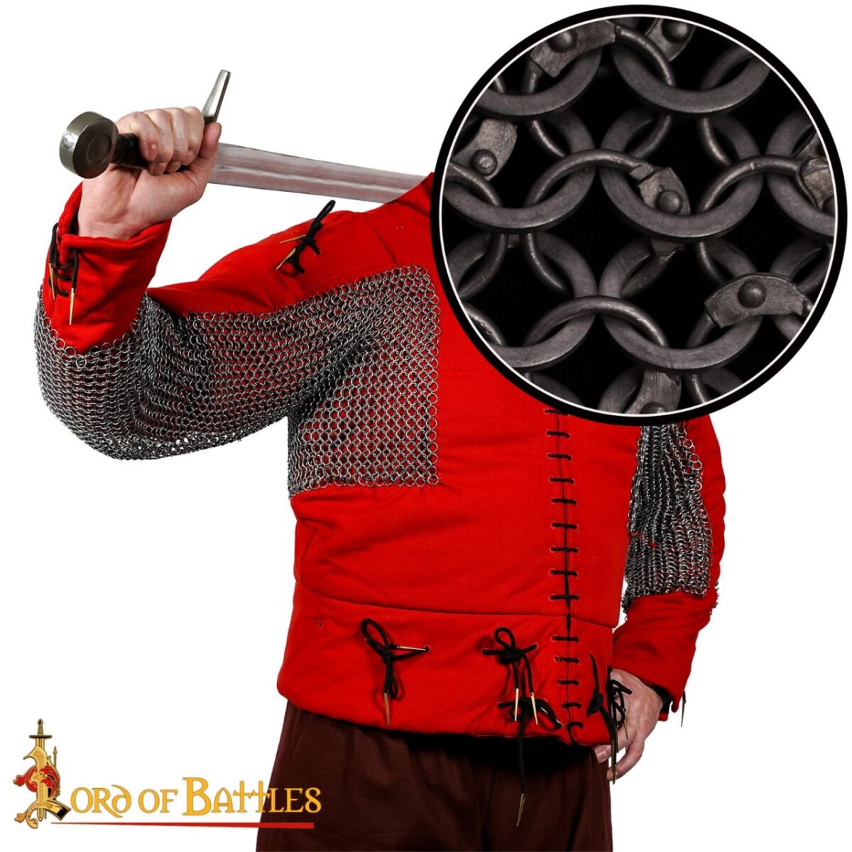 Kedjearmar med rund ring, nitade 4-in-1 med platta ringar, ID 9 mm, obehandlat stål - M/L