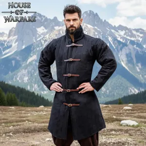 Medeltida vadderad gambeson, svart