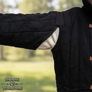 Medeltida vadderad gambeson, svart