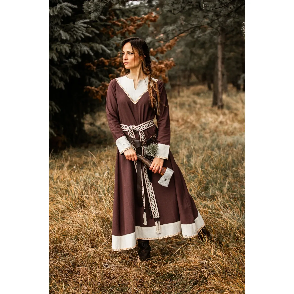 Vikingaklänning brun/natur "Jorunn" XXXL