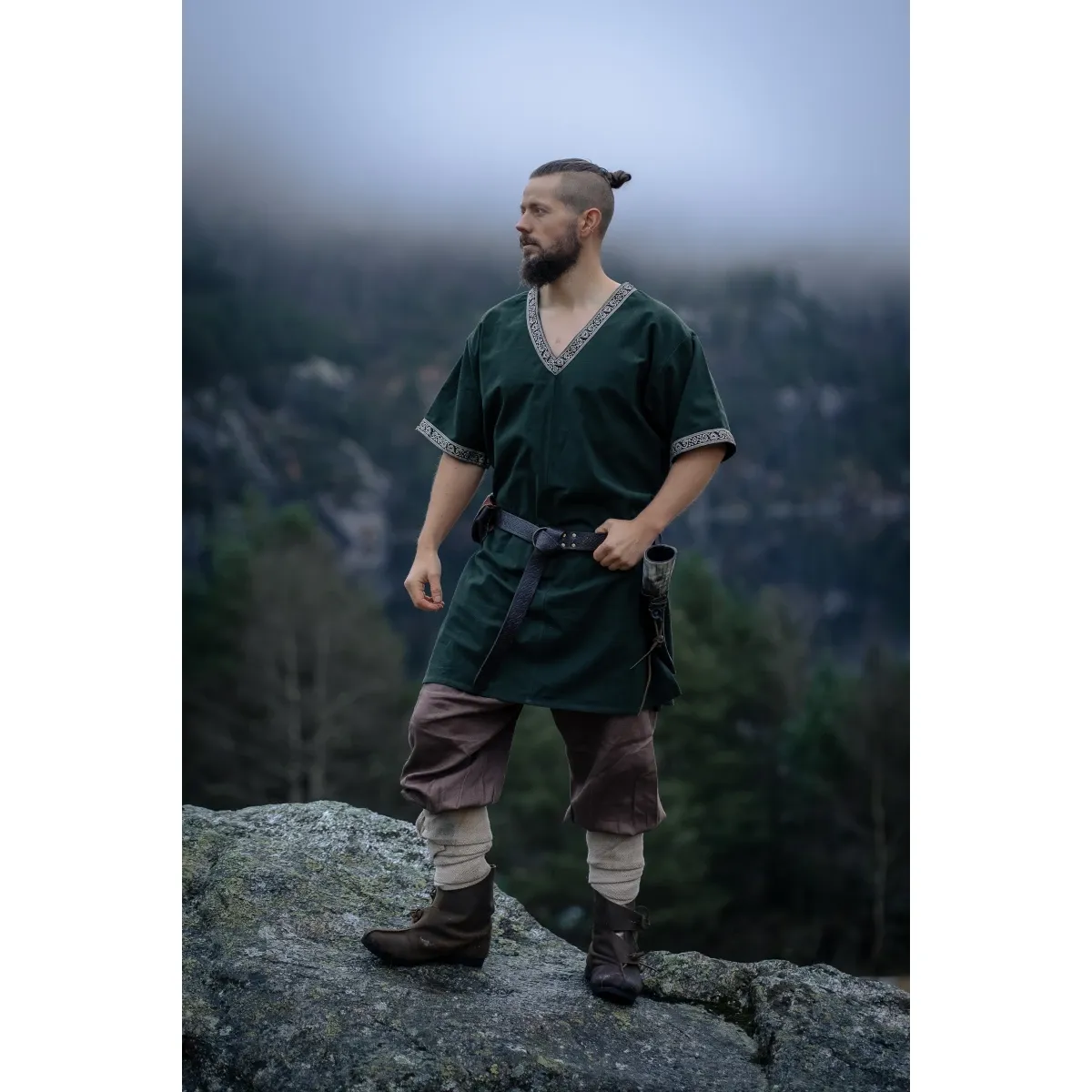 Viking tunika kortärmad grön "Loki" XXL