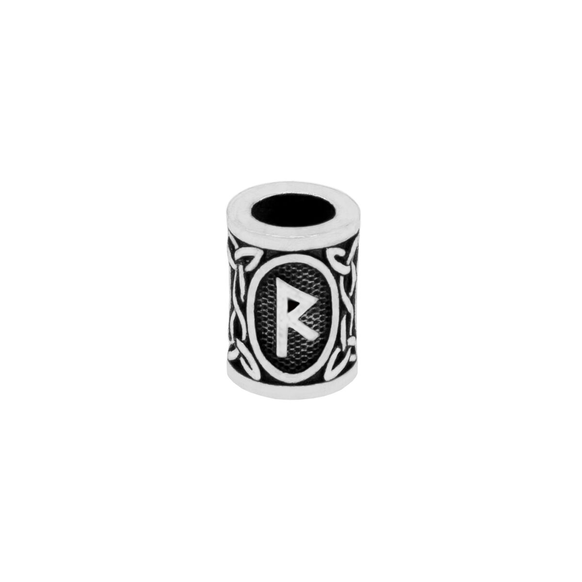Vikingarun-skäggpärla/hårpärla, 6 mm hål, silverfärgad Raidho