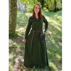 Medeltida klänning med långa ärmar, grön, med kantband ”Sigyn” XL, B-vara