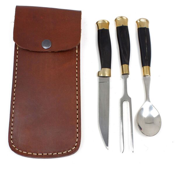 Bestickset Fuhrmann, 4 delar, rostfritt stål med svart handtag, B-vara
