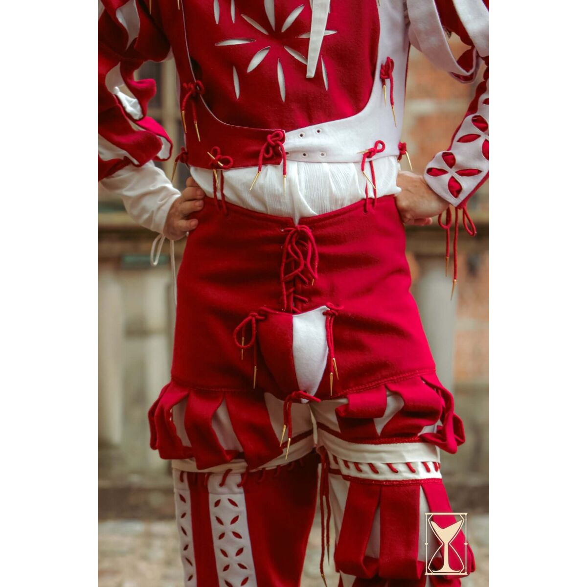 Landsknecht byxor vit/röd Yoremade  box