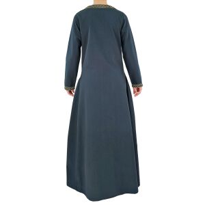 Medeltida klänning med långa ärmar, blå, med kantband ”Sigyn” XXL, B-vara