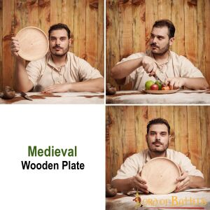 Medeltida trätallrik av hårt trä, ca 23 cm i diameter, B-vara