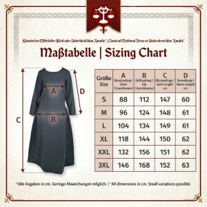 Klassisk medeltidsklänning eller underklänning, blå ”Amalie” XXXL, B-vara