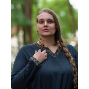 Medeltida klänning med långa ärmar, blå, med kantband ”Sigyn” L, B-vara
