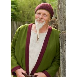 Fodrad kjol med flikar ”Forseti”, ull, grön-vinröd