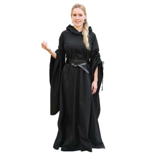 Medeltidsklänning med trumpetärmar, svart ”Isra” XL, B-vara