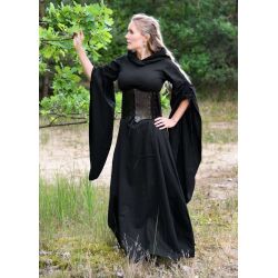 Medeltidsklänning med trumpetärmar, svart ”Isra” XL, B-vara