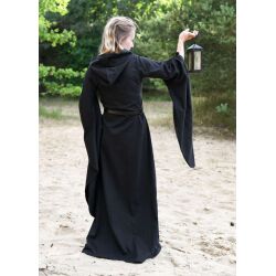 Medeltidsklänning med trumpetärmar, svart ”Isra” XL, B-vara