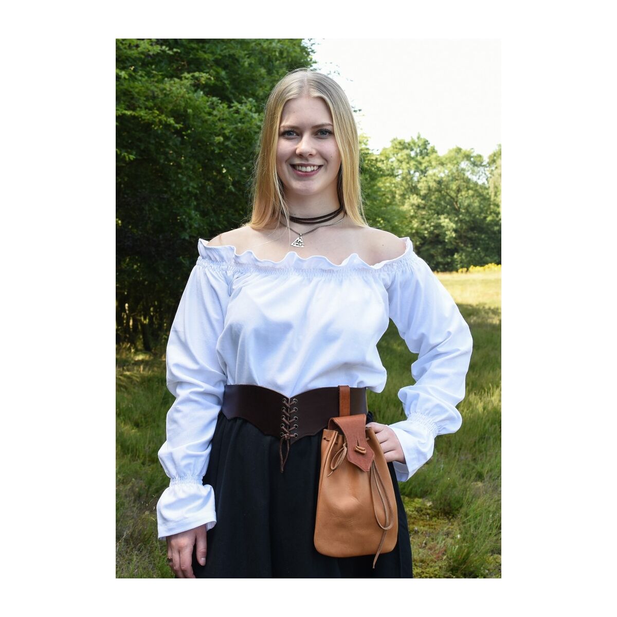 Market medeltida blus eller piratblus Carmen vit storlek XXL